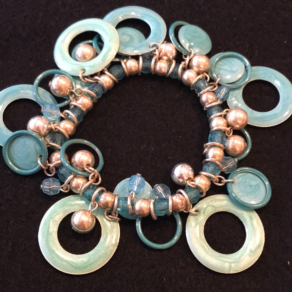 Seaglass Blue and Silver Dangle Bracelet